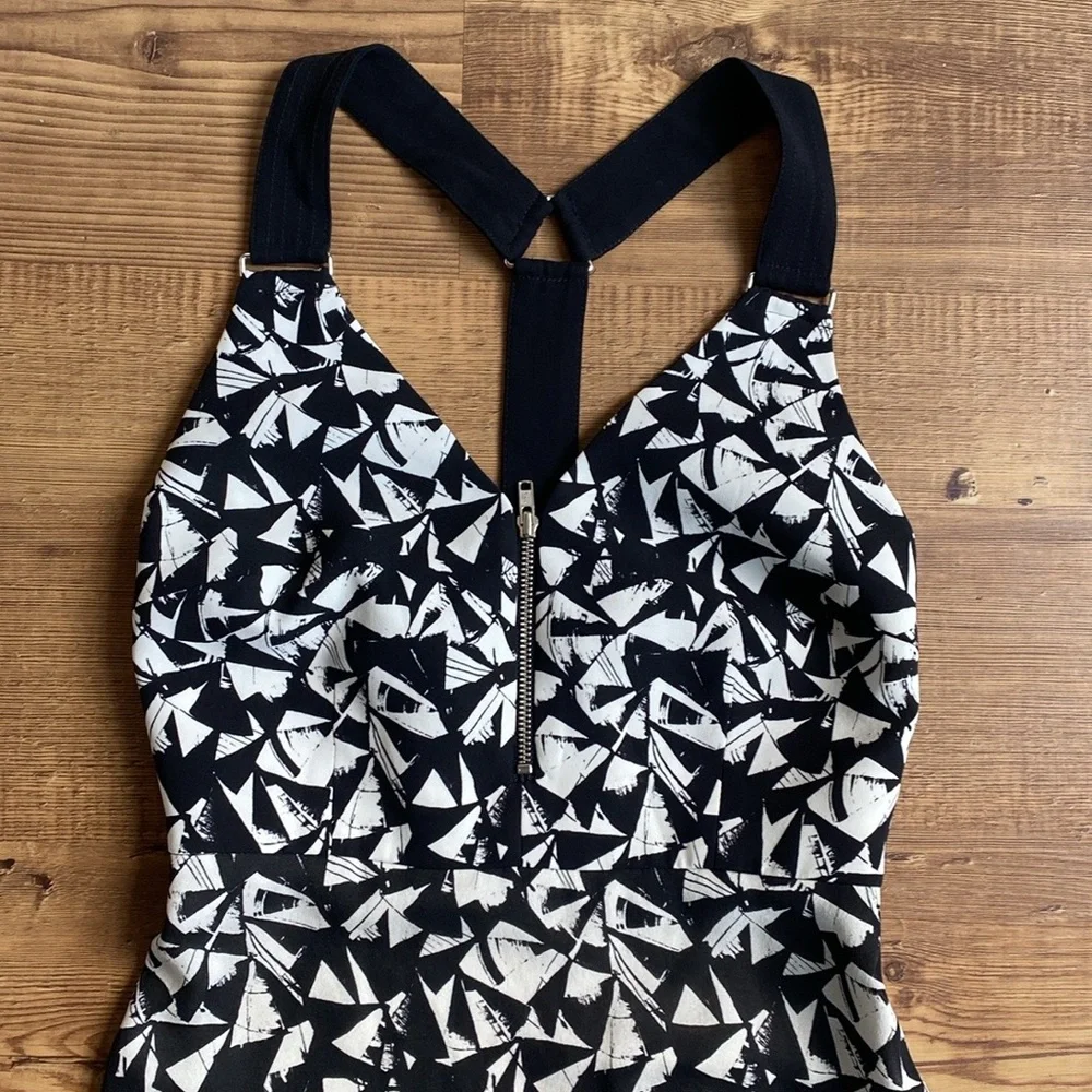 A.L.C. Patti Black and White Floral Silk V-Neck Sleeveless Maxi Dress